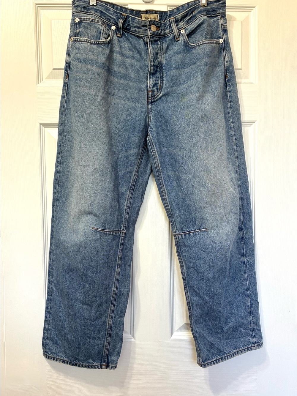 Madewell The Darted Barrel-Leg Jeans Womens 28 Medium Wash Button Fly Fall